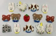 Easter Toys Vintage Plastic Canvas Finished 14 Small Figures