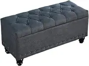 Store FOttoman Ootstool with Storage Sofa Stool Rectangular Storage Bed End Stool Home Entrance Shoe Changing Stool Hall Sofa Storage Stool(Gray,100x40x45cm)