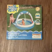 H2O GO! Bestway Sharktastic Sprinkler Play Pool, Kids Inflatable Shark Pool NEW