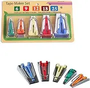 Windman 5Sizes Single/Double Fold Bias Tape Maker Tool Kit Includes 6MM/9MM/12MM/18MM/25MM 4Sizes Bia Tape Maker for DIY Sewing Quilting Tape Binding Use