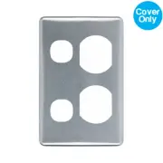 Clipsal Classic Vertical Double Powerpoint Cover Brushed Aluminium | C2025VC2-BA