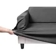 Home Living Premium Faux Suede Charcoal 3 Seater Couch Sofa Cover