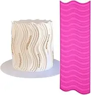 mostsom Wave Line Cake Lace Mold, Silicone Fondant Molds for Wedding Cake Decorating, Gum Paste Cupcake Topper, Woodgrain Impression Mats, Clay Mould for Cake Decoration (E_ 3D Wave Line)