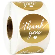 1.5 inch Gold Round thank you stickers Labels Waterproof Stationery Sticker korean Gold Foil Paper Sealing Label Sticker
