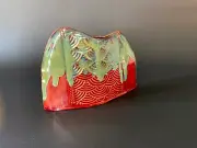Vase 6” tall - Pottery Handmade - Slab Built - Small Studio Artist