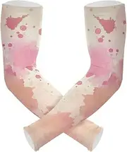 [Yoogain] UV Protection Sleeves Sun Protection Watercolor Abstract Splash-ink Peach Long Sleeve Tattoo Cover High Elasticity cubre brazos, Watercolor Abstract Splash-ink Peach