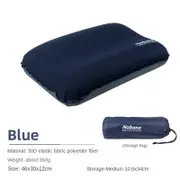 GGP Navy Blue Automatic Inflatable 3D Outdoor Sponge Pillow Portable Camping Travel Neck Cushion, Comfortable Air Mattress For Tent, Versatile Nap Pillow