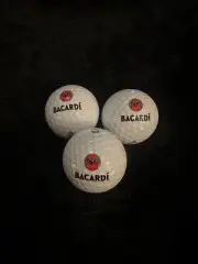 Set of 3 New Callaway Warbird Bacardi Red Bat Rum Logo White Golf Balls Rare