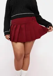 [Current Mood] Plus Wine Stop N' Stare Pleated Mini Skirt