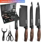 6X Japanese Damascus Cleaver Kitchen Knife Set Chef Knives Stainless Steel W/Box