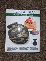 Nostalgia My Mini Waffle Maker 5" Cooking Surface, NEW Factory Sealed - Camo