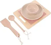 KOMBIUDA 1Set Kitchenware Plaything for Creative Simulation House Cooking Play Kitchen with Spoon Spatula Bowl Plate and Cutting Board Fun Role Play