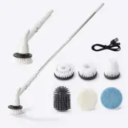Electric Cleaning Brush Cordless 5W Motor Extendable Handle 5 or 6 Brush Heads ABS for Bathroom Kitchen Tile Floor Clean