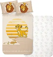 MTOnlinehandel Small Children's Bed Linen - Girls & Boys Baby Bed Linen Lion King - 100% Cotton, 1 x Pillowcase 40 x 60 cm + Duvet Cover 100 x 135 cm (Simba)