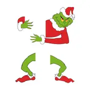 4Pcs Grinch Christmas Decoration Grinch Christmas Tree Topper Head Arm Leg for Christmas Tree Party Supplies Gift Home Decoration