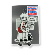 Quirky Fun Japan Sticker Cute Kawaii Nervous Guitar Girl Cat Decal B-Side Label