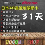 31天 日本網卡 DOCOMO 4G 網卡 日本SIM卡 日本網路卡 日本吃到飽網卡 日本 上網卡 吃到飽 網卡日本網卡