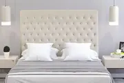 Istyle Modern Classic Mansory King Fabric Bed Head White Oak