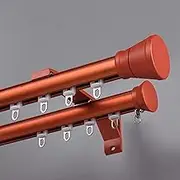 Double Curtain Rod Set Wall Mounted Decorative Bay Window Pole with Complete Kit Home Balcony Drapery Rod for Living Room Double Rail (Orange 7.5m)