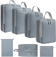 Naxifly Compression Packing Cubes,Extensible Travel Packing Cubes 7-Piece Set,Large Medium Small Slim Packing Cube,Travel Packing Organisers,Compression Packing Cubes Travel Suitcase Accessories