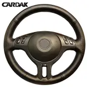 CARDAK Hand-Stitched Black Artificial Leather Car Steering Wheel Cover for BMW E46 325i X5 E53 E39