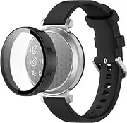 QHBAMD Band and Case for Garmin Lily 2, Soft Silicone Strap with Full Protective PC Cover, Breathable Replacement Wristband