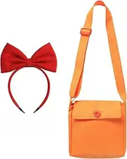 Red Bow Headband Orange Bag for Women Girls Bowknot Headwear Halloween Cosplay Dress up Witch Costume Accessories