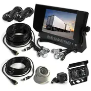 Elinz 7" Monitor HD 12V 24V CCD 4PIN Eyeball Reversing Camera Mini CMOS Trailer Cable Truck Caravan 3 AV Inputs 20M Cable