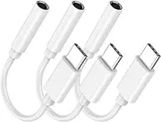 USB C to 3.5 mm Headphone Jack Adapter, 3 Pack [MFi Certified] Type C to Headphone Aux Audio Connectors Dongle Converter Compatible with iPhone 15 Pro Max/15 Pro/15 Plus, Samsung Galaxy, Pixel