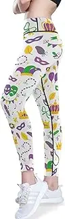 [GuoChe] Yoga Leggings for Women with Pockets Pants Mardi Gras Purple Carnival Balloon Masks Ribbon Tights Booty Yoga