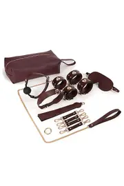 Adam and Eve Mahogany Desires 10pce Bondage Set With Travel Case