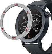 Blueshaweu Compatible for CMF Watch Pro 2 Bezel Ring, Stainless Steel Bezel Ring Adhesive Cover Anti Scratch & Collision Protector CMF Watch Pro 2 Smartwatch (Silver&Red)