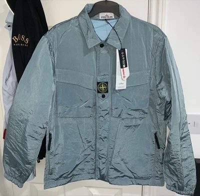 Mens Medium Stone Island Nylon Metal Econyl Primaloft Overshirt, Full Zip Jacket