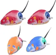 HOODANCOS 4 PCS Wind Up Mouse Iron Clockwork Small Animal for Safe Material Encourages Fine Motor Skills for Sensory Play Random Color