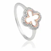 Clogau Tudor Court white Stirling silver and 9ct welsh Gold topaz ring size O