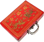 Homoyoyo Holder Wooden Box Only – Vintage Red Storage Case for Mahjong Game – Portable Organizer for Mahjong Tiles