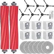 Rrochio Robot Vacuum Cleaner Accessories for Roborock Qrevo S, Replacement Parts for Roborock Qrevo Pro, Qrevo, Qrevo Plus, Qrevo MaxV with 2 Main Brushes, 6 Wipes, 6 Dust Bags, 6 Side Brushes