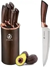 Knife Set, 6 Pieces Knife Block with Knives, Premium Knife Set with High-Grade Stainless Steel Blades and Ergonomic Design, Chef's Knife, Kitchen Knives with Gift Box