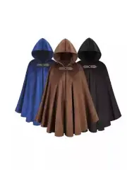 Halloween Men's Hooded Cape Medieval Vampire Cape Pirate Robe Old Ranger Costume