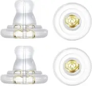 [DSOMHZ] 18K Gold Silicone Earring Backs Replacements - Locking Secure for Studs/Droopy Ears - No-Irritate Hypoallergenic Soft Clear for Adults & Kids