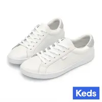 在飛比找Yahoo奇摩購物中心優惠-Keds ACE 復古運動皮革綁帶休閒小白鞋-白/淺藍灰 9