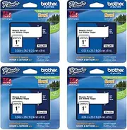 Brother Genuine P-Touch 4-Pack TZe-251 Laminated Tape, Black Print on White Standard Adhesive Laminated Tape for P-Touch Label Makers, Each Roll is 0.94"/24mm (~ 1") Wide, 26.2 ft. (8M) Long
