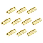 160Pcs Ribbon Crimp Clamp Ends 20mm Cord End Clasp for DIY Craft Gold Tone