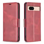 For Google Pixel 8a Case, Lambskin Texture Flip PU Leather Wallet Cover, Red
