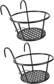 CAXUSD 2PCS Planter Bracket for Handrail Iron Art Flowerpot Holder Shelf for Use for Windowsills Balconies and Gardens Black