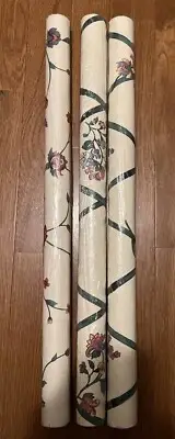 Vtg Seabrook Wallpaper Roll Floral 2 Match 1 Compliments