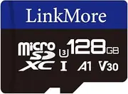 LinkMore 128GB Micro SDXC Card, A1, UHS-I, U3, V30, Class 10 Compatible, Read Speed Up to 95 MB/s,Write Speed Up to 50 MB/s, SD Adapter Included