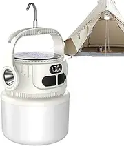 Solar Lights for Camping,1200mAh Camping Lantern Rechargeable with Solar Panel | LCD Display Survival LED Flashlight Waterproof Rechargeable for Hiking Home Patio Yard Gazebo Fishing Garden