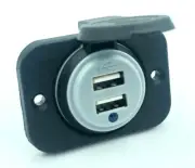 Shallow fit only 23mm deep Fast charge 2.4A DUAL USB SOCKET 90 DEGREE TERMINALS