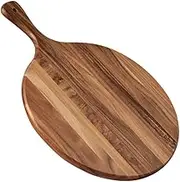 CONGARTENO Handheld Round Pizza Serving Board Wooden Chopping Board Multi-Functional Snack Tray for Bread Decorative
